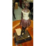 BRONZE STATUE, of a ballerina, on a marble base, 40cm H.