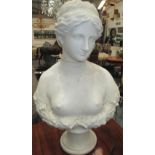 BUST OF A WOMAN, in cream resin, 55cm H.