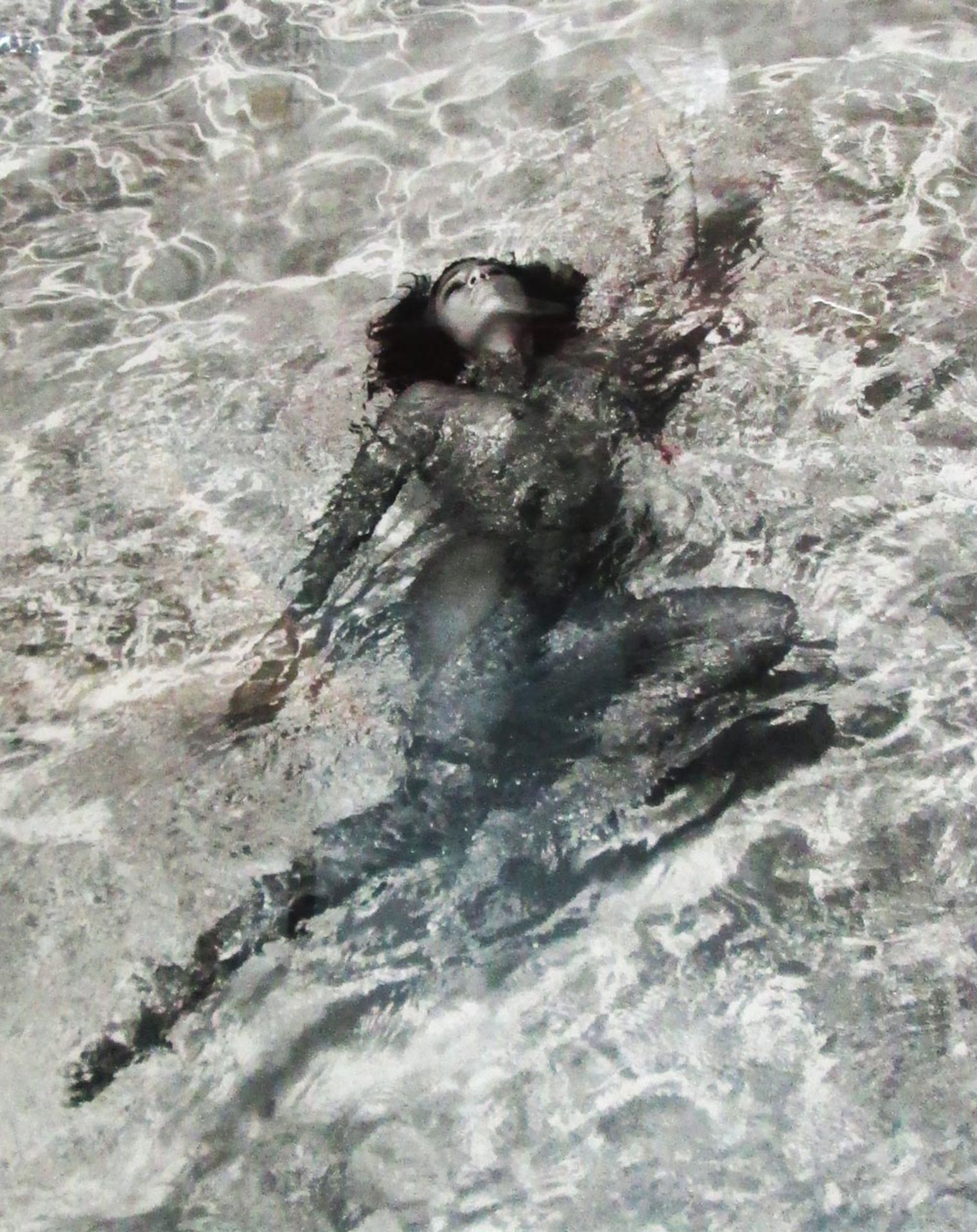 BRUNO BISANG, `Nude study girl swimming` photoprint, 74cm x 60cm, framed.