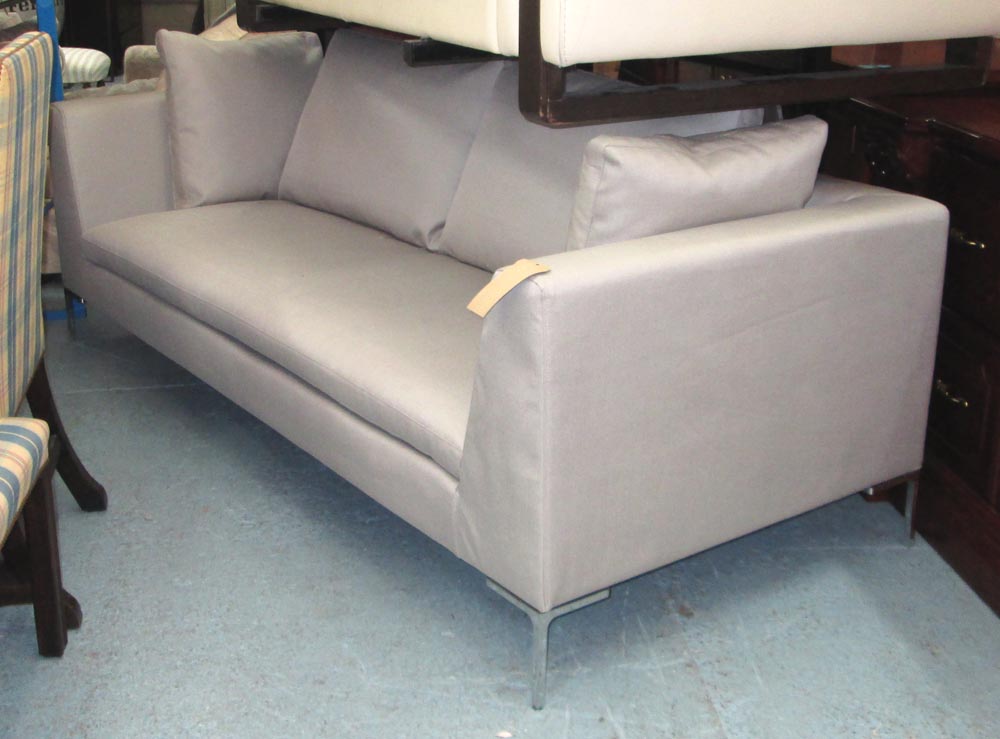 CAMERICH ALISON SOFA, three seater, in removable neutral fabric on chromed metal supports, 229cm