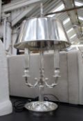 BOUILLOTTE LAMP, with silver finish, 34cm diam x 68cm H.