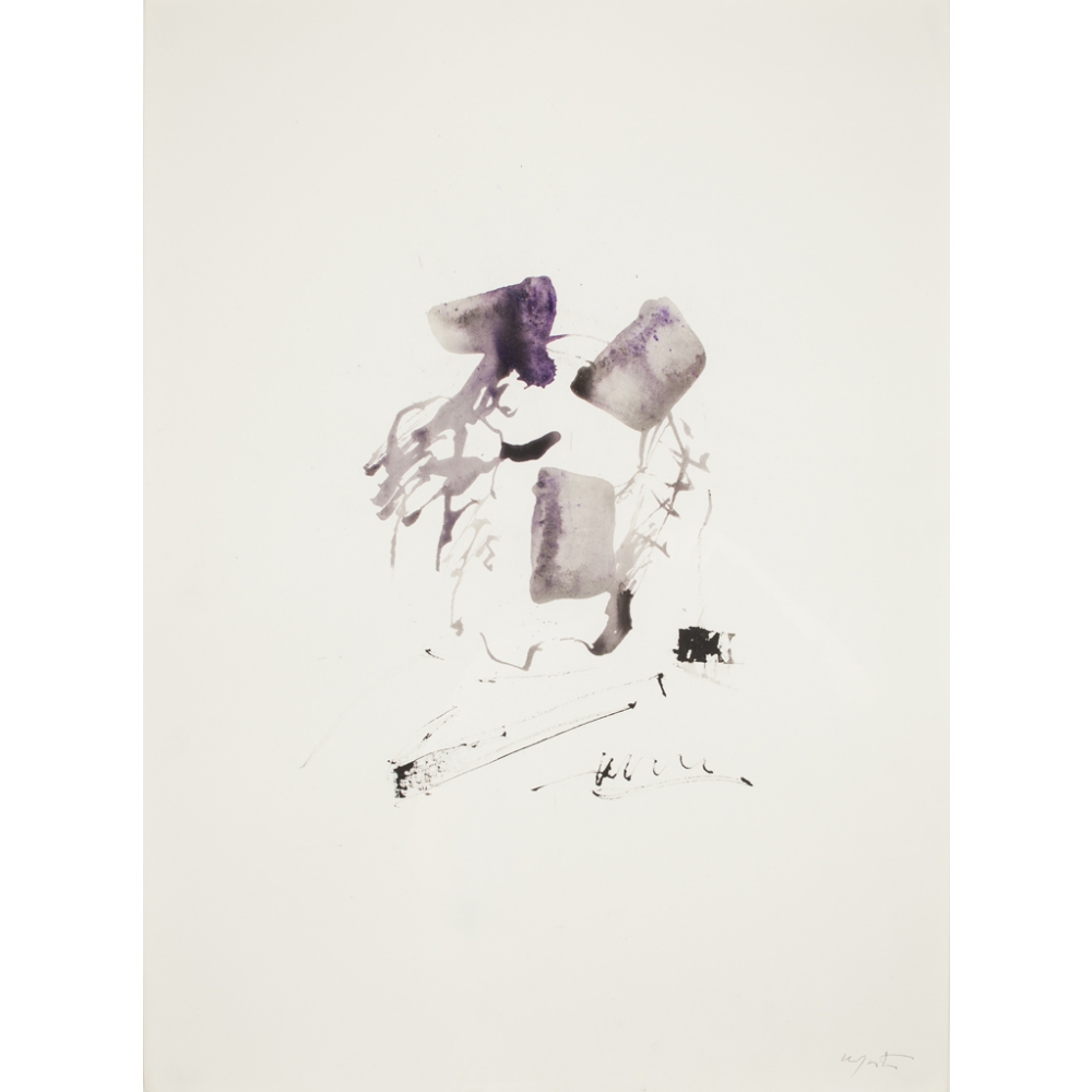 § WILLIAM JOHNSTONE O.B.E. (SCOTTISH 1897-1981)UNTITLED, ARRANGEMENT IN PURPLE AND GREY, C.1975Ink