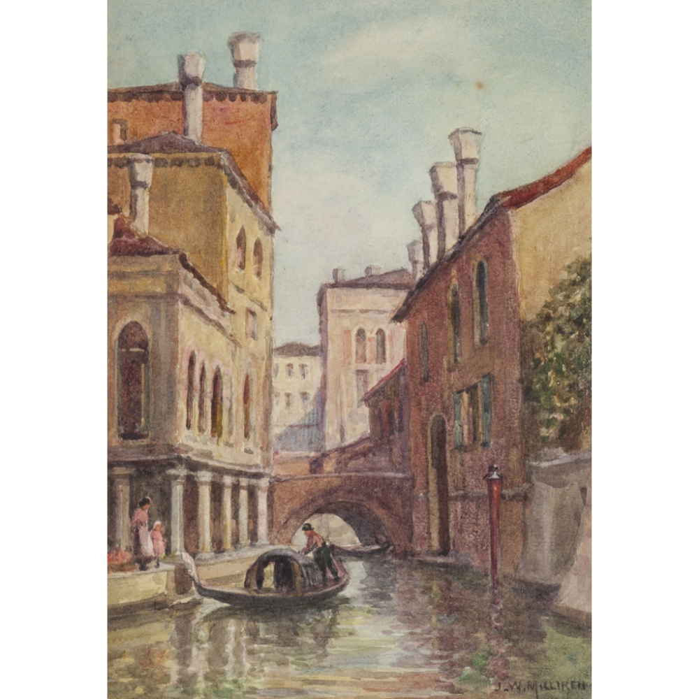 JOSEPH W. MILLIKEN (BRITISH FL. 1887-1930)VENETIAN CANALSigned, watercolour24cm x 16.5cm (9.5in x