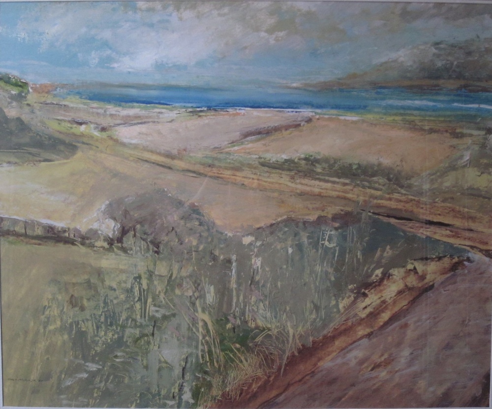 § HUGH MCINTYRE (SCOTTISH B.1943)LANDSCAPE, LOWER NITHSDALESigned and dated `81, inscribed with