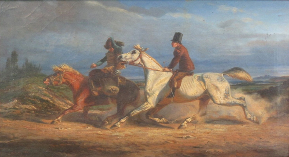 19TH CENTURY CONTINENTAL SCHOOLTHE GALLOPIndistinctly signed and dated 1845, oil on canvas33cm x