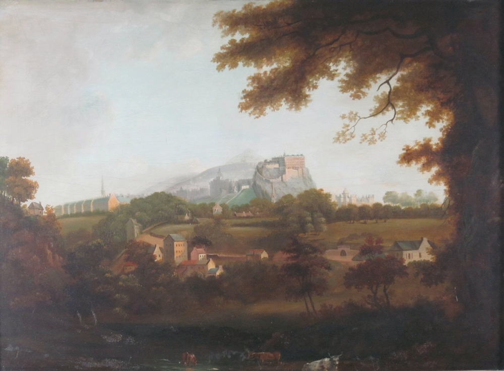 19TH CENTURY PROVINCIAL SCOTTISH SCHOOLVIEW OF EDINBURGH CASTLEOil on panel38cm x 53cm (15in x