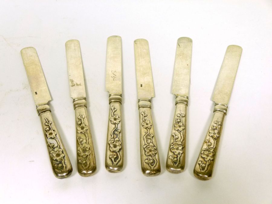 SET OF SIX CHINESE EXPORT SILVER FRUIT KNIVES AND FORKSTUCK CHANG & CO, SHANGHAI, C.1910marked with