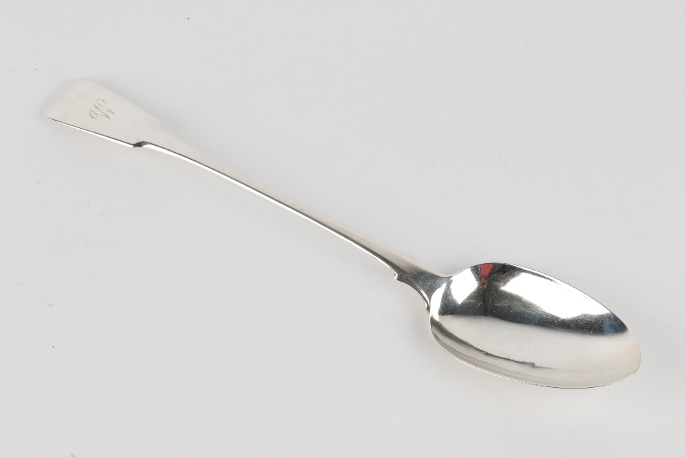 A GEORGIAN FIDDLE PATTERN SERVING SPOON, 30cm long, London 1810 by Thomas Wilkes Barker, 3.9 troy