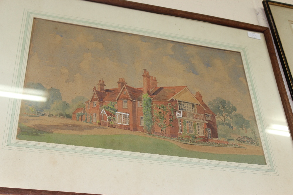 EILEEN WALKER (EARLY 20TH CENTURY ENGLISH SCHOOL) A red brick house watercolour, 34cm x54cm