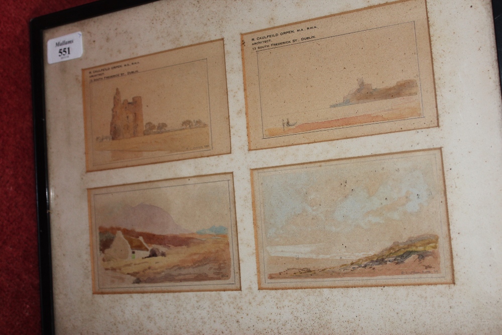 RICHARD COULFIELD ORPEN (1863-1938) Four various small watercolours depicting views in Ireland, two