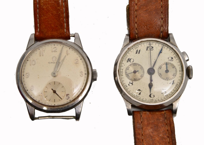 AN EARLY 20TH CENTURY MECHANICAL GENTS WRISTWATCH the silvered dial with Arabic numerals having