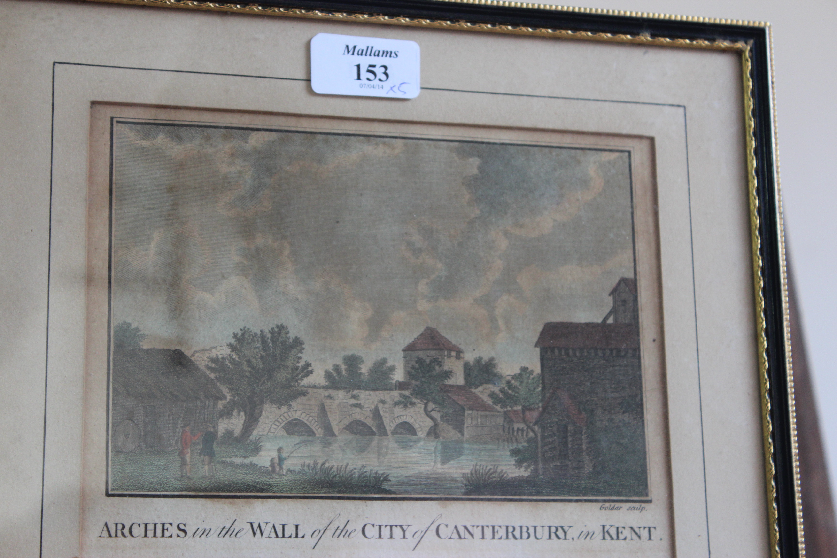 A LATE 18TH CENTURY PRINT - The arches in the wall of the City of Canterbury in Kent, 13cm x 19cm,