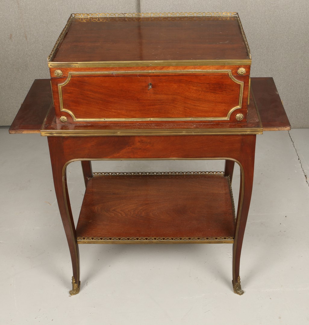 A 19TH CENTURY FRENCH MAHOGANY GLOVE BOX constructed in two sections with hinged rising lid,