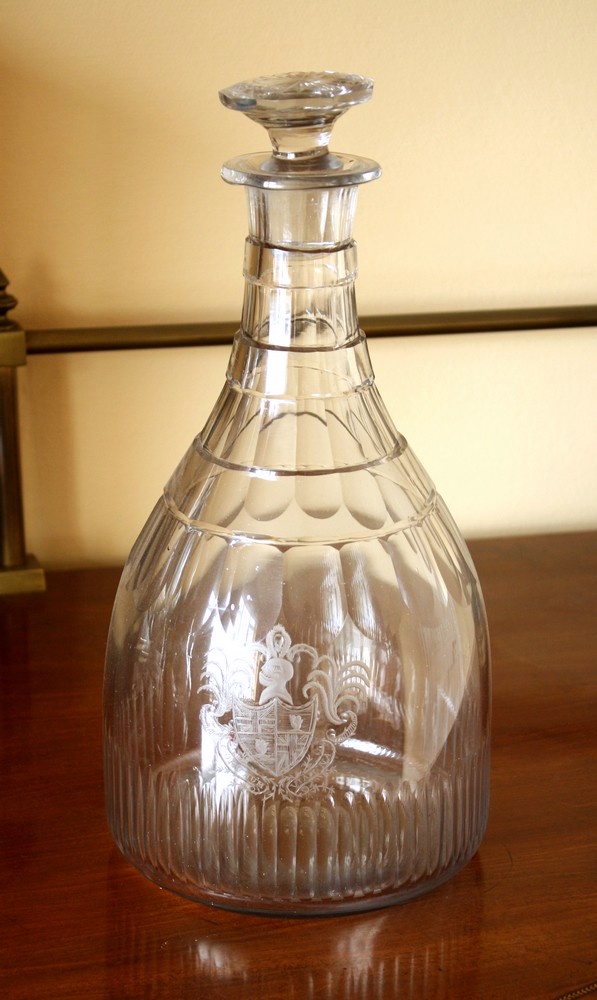 A rare late Georgian double magnum Prussian decanter English, circa 1830, with panel cut and three