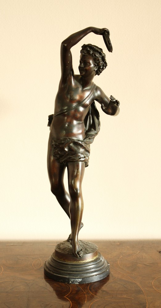 after Ernest Rancoulet (French, 1870-1915) a bronze of a dancing classical figure holding a