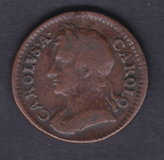 COINS : 1675 Chrales II Farthing in good to fine condition