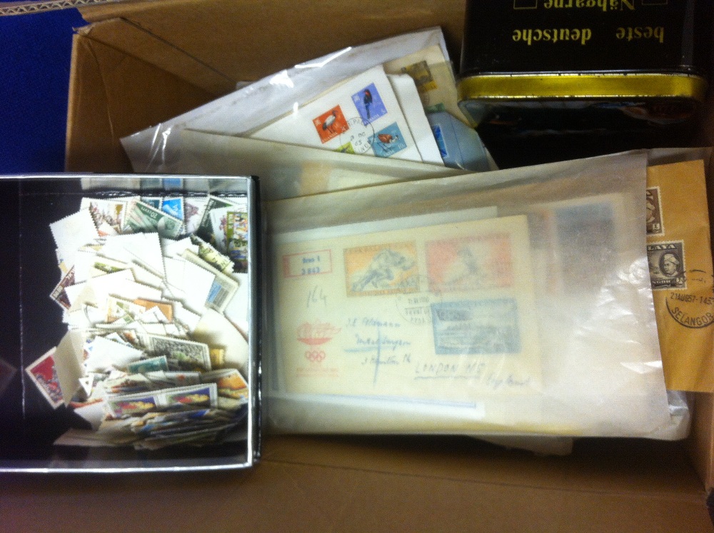 STAMPS : Glory box of stamps and covers, mint and used off paper 100's plus album pages and a