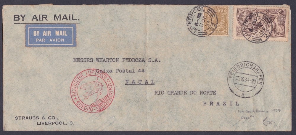 ZEPPELIN MAIL : Selection of 16 Zeppelin flown covers from different countries inc 1934 10th S.