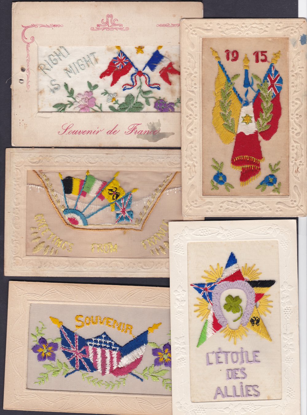 POSTCARDS : EMBROIDERED: box of approx 200 mint and used silk cards. These date back to the 1st