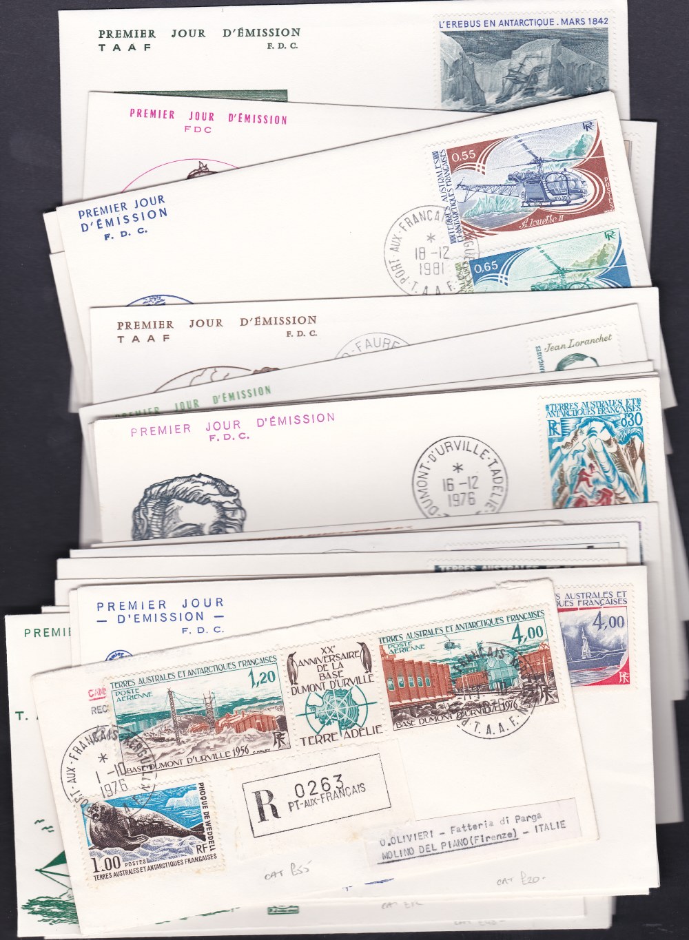 FRENCH ANTARCTIC STAMPS : selection of covers with various issues from 1973 to 1984, most are