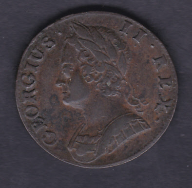 COINS : 1745 George II Half Pence in good to fine condition