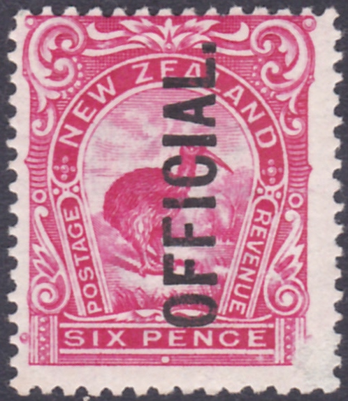 NEW ZEALAND STAMPS : OFFICIALS, 1908-09 6d pink, perf 14x15, M/M, SG O72. Cat £200