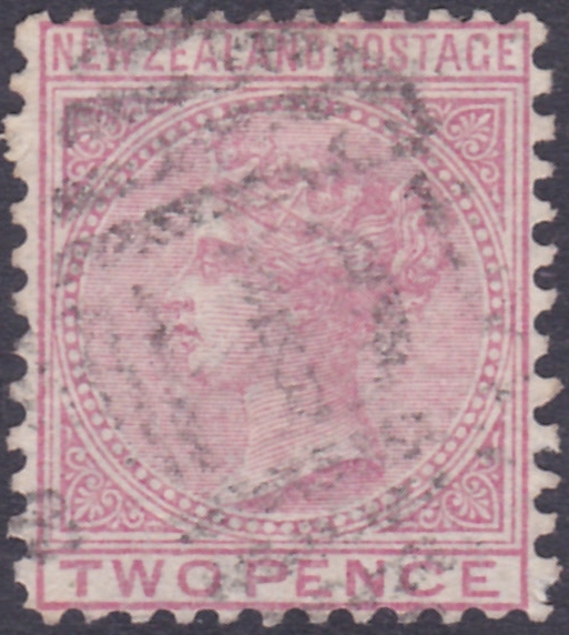 NEW ZEALAND STAMPS : 1874-78 QV 2d rose, wmk 6mm, line perf 12, fine used, SG 158. Cat £190