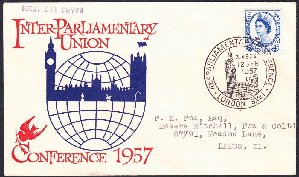 FIRST DAY COVER : 1957 Parliament pair of Illustrated First Day Cover one a neat typed address the