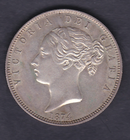 COINS : 1874 Halfcrown good to fine condition