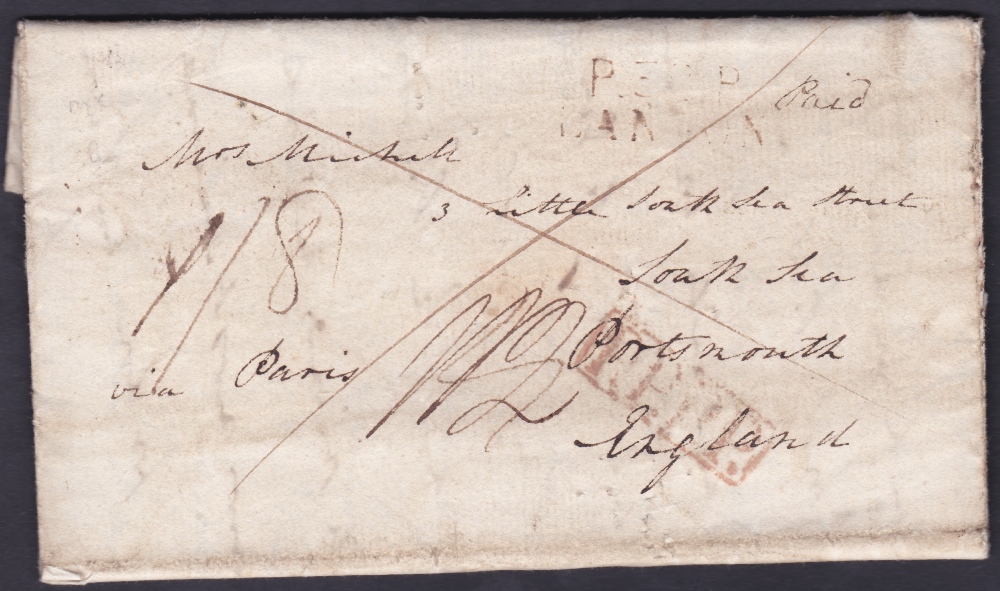 NAPOLEONIC POSTAL HISTORY : 1814 entire letter from Capt M Mitchell, a commanding officer in the