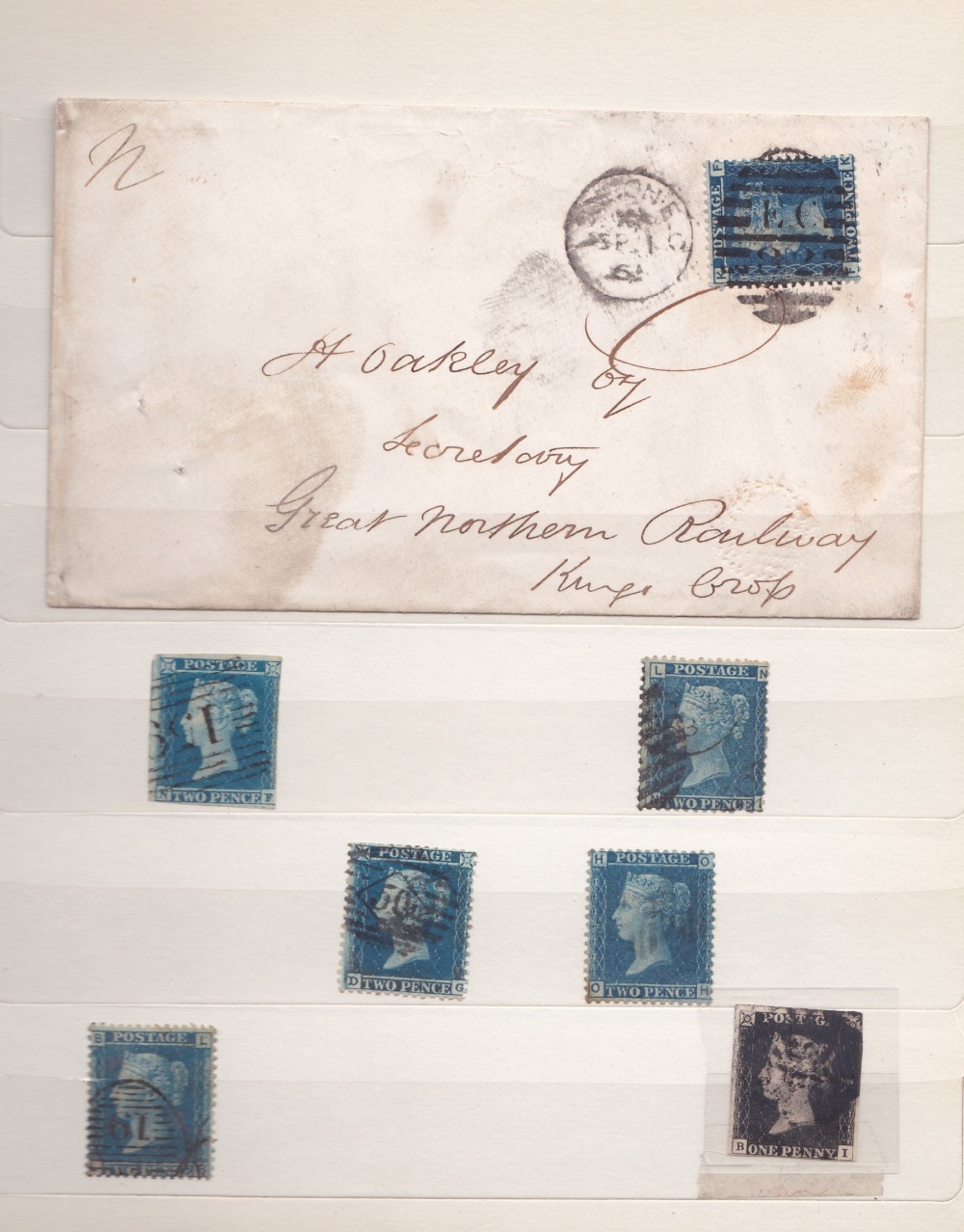 Stockbook with some useful early GB incl. 1840 1d black, 2d blues, QV high values to 10/- (poor), QV