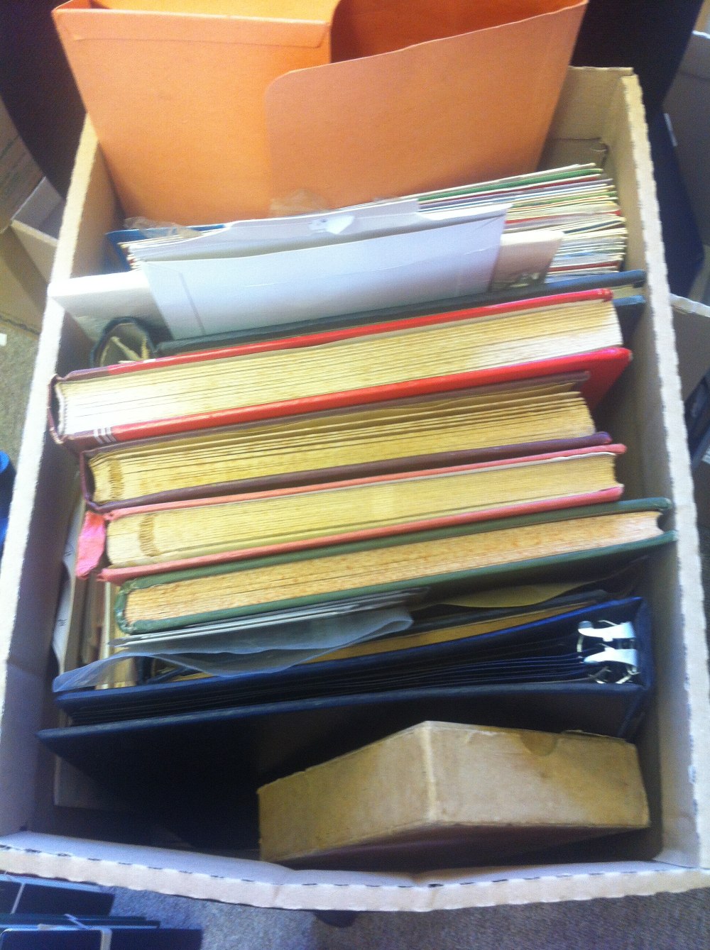 All World accumulation in box, albums, stock books, old club books, etc, a great rummage lot, sure
