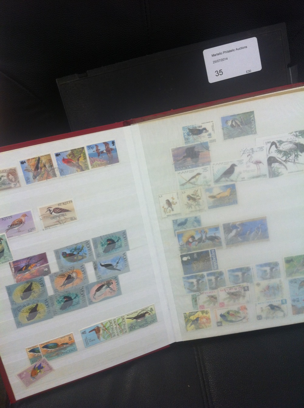 BIRDS and WATERFALLS on stamps, collection in stock book and  box file. (All proceeds including