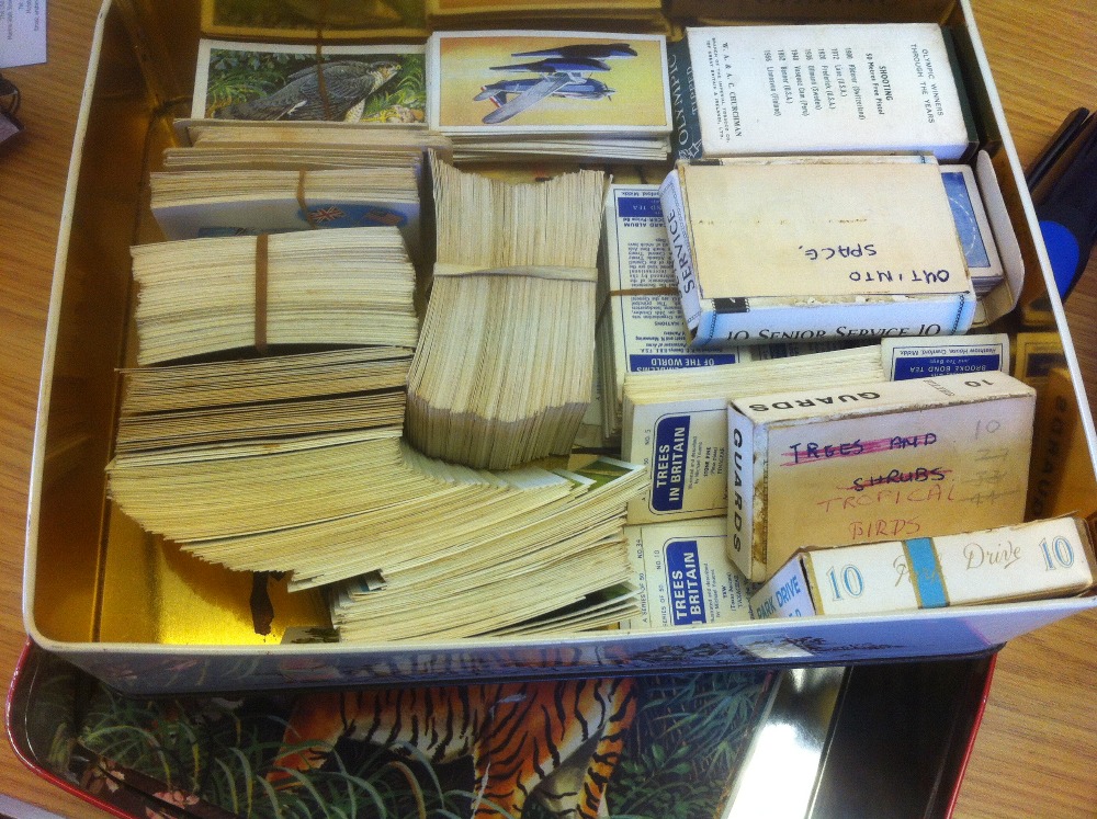 Tea Cards. Selection in two tins, some stuck into albums and many others loose, (100's)