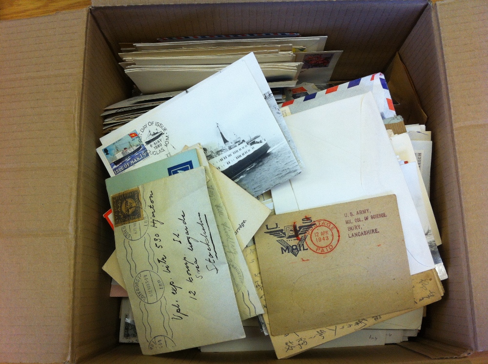 COVERS, box of mixed all world covers including FDC's, commercial covers, airmails etc.