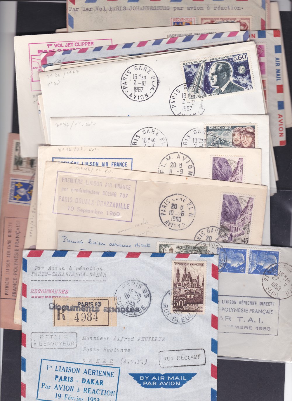 FRANCE, Airmail and 1st flight covers from 1950`s to 60`s (24 covers).