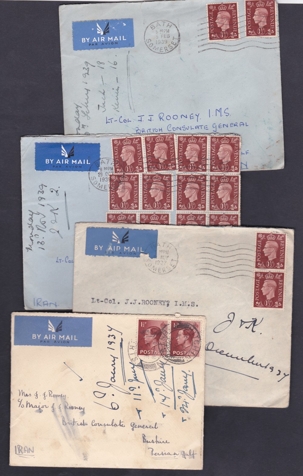 GREAT BRITAIN, 1930`s airmail covers to IRAN, 3 with correspondence enclosed, (4 covers).