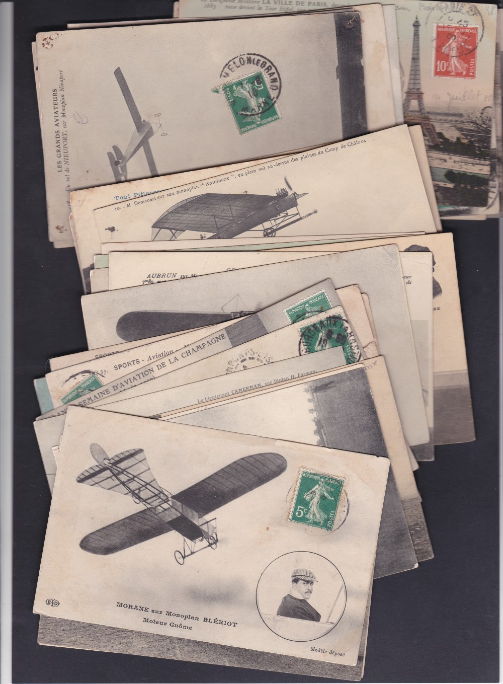 FRANCE, 35 early aviation postcards mostly used, depicting early aviation piots etc, incl Bleriot,