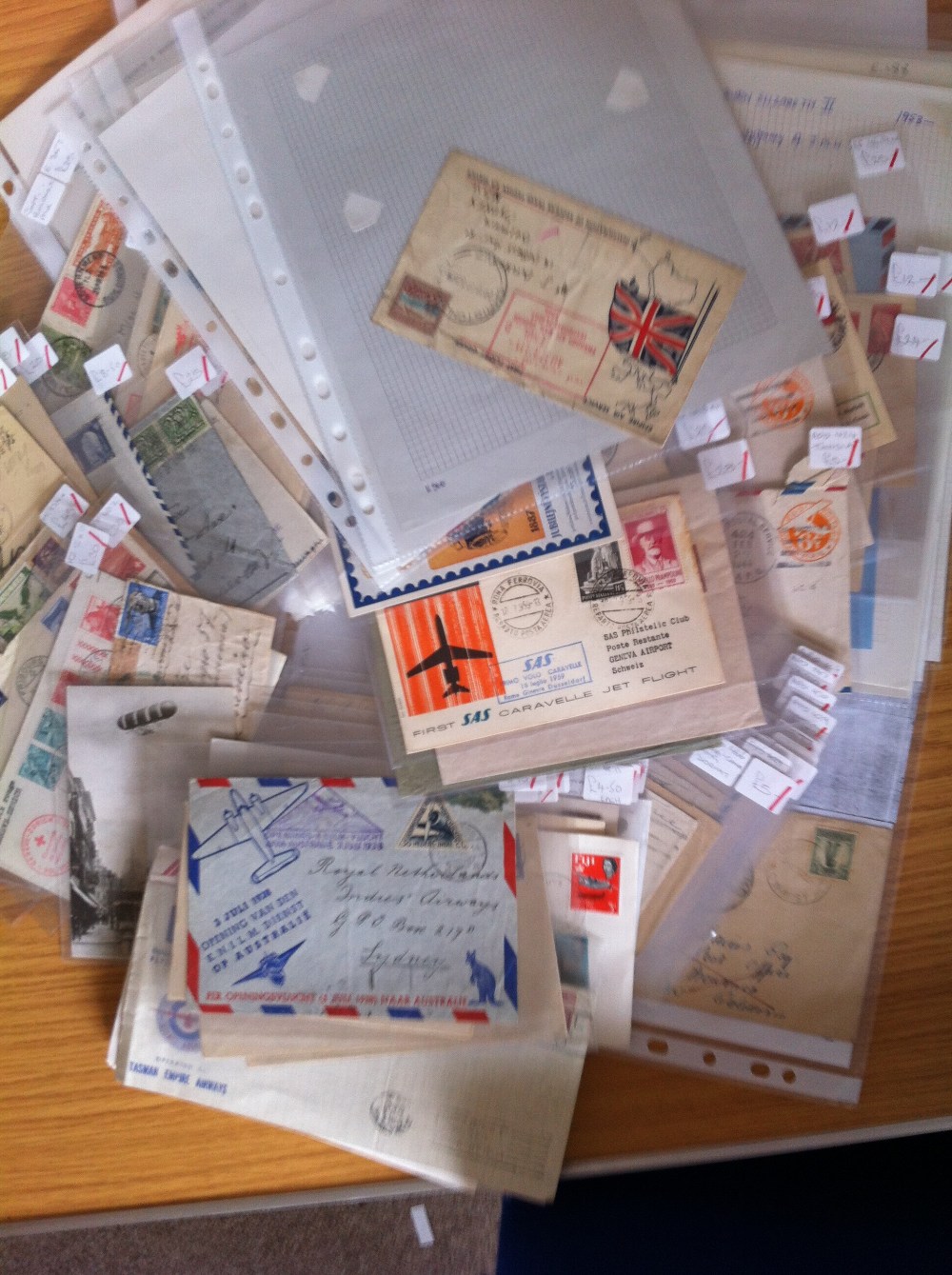 World selection of airmail & first flight covers loose or written up on pages all in a box! Incl. a