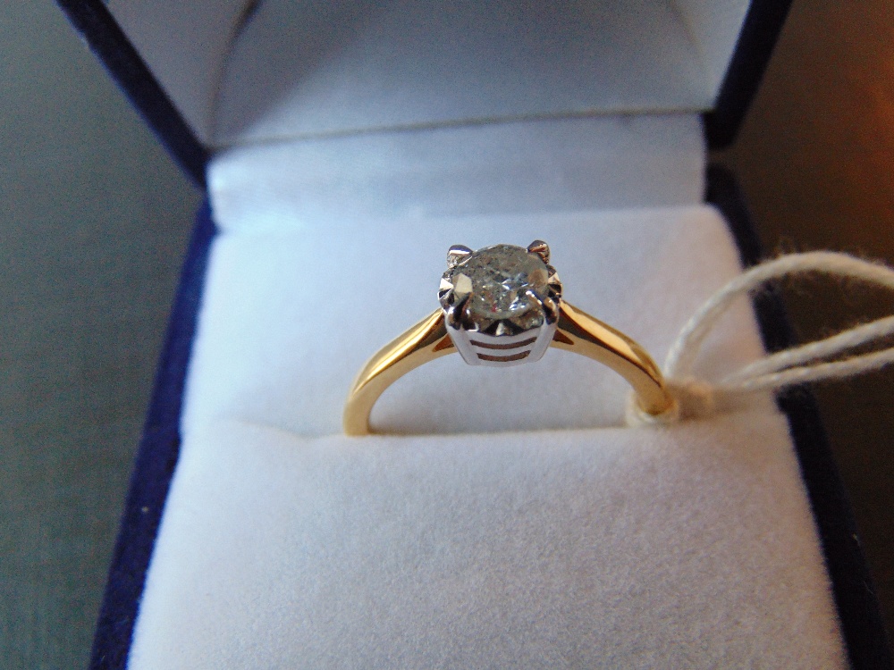 18ct Gold Diamond Solitaire Ring Size N