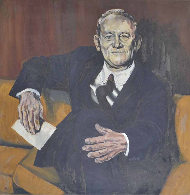 Max Fletcher Portrait of a W.A. Premier Sir David Brand Oil on board Signed lower right 91 x 91cm