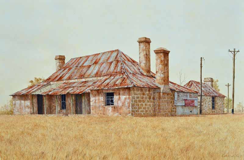 Michael Garwood b.1936 Limestone Cottage Acrylic on board Signed lower right 50 x 75cm