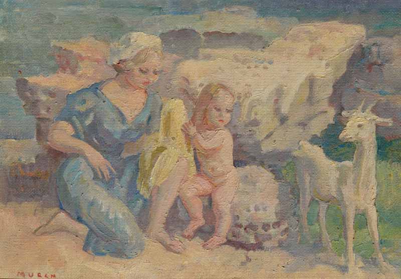 Arthur Murch 1902 - 1989 On the Beach Oil on board Signed lower left 24 x 35cm