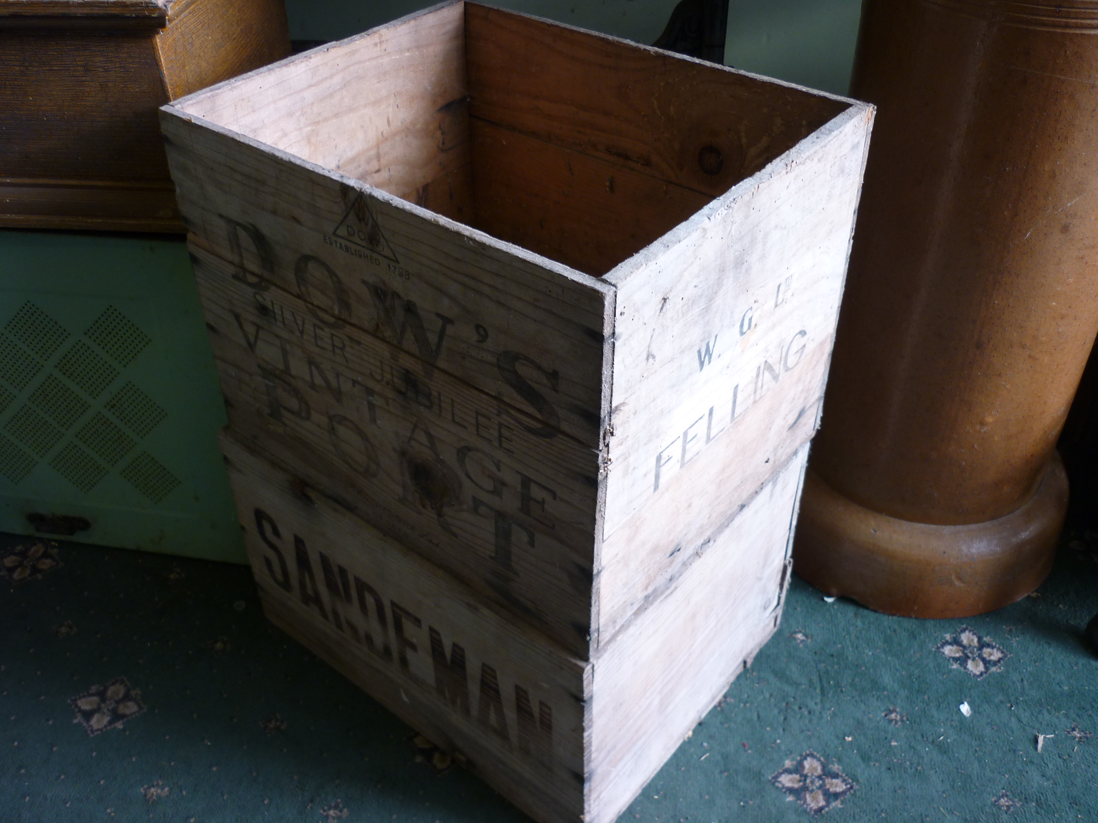 Two small pine advertising crates