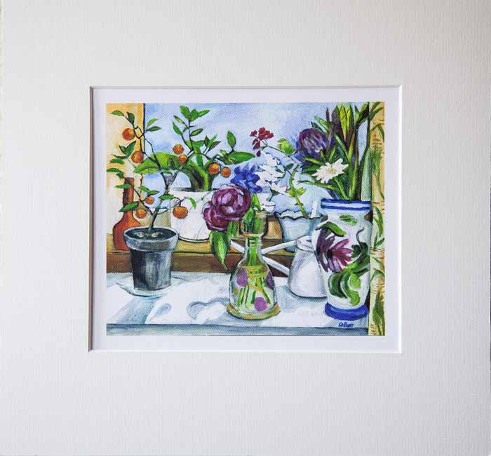 Christine Callum McInally `Donald`s Windowsill` Giclee print 20cm x 17cm framed