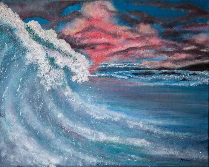 Debbie McBride `Big Wave` Acrylic on Canvas 50cm x 40cm Signed and unframed