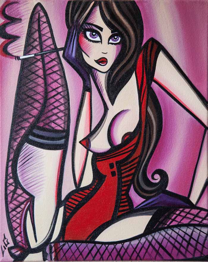 Laetitia Guilbaud France `Marchand D`Amour` Acrylic on canvas 50cm x 40cm signed & unframed