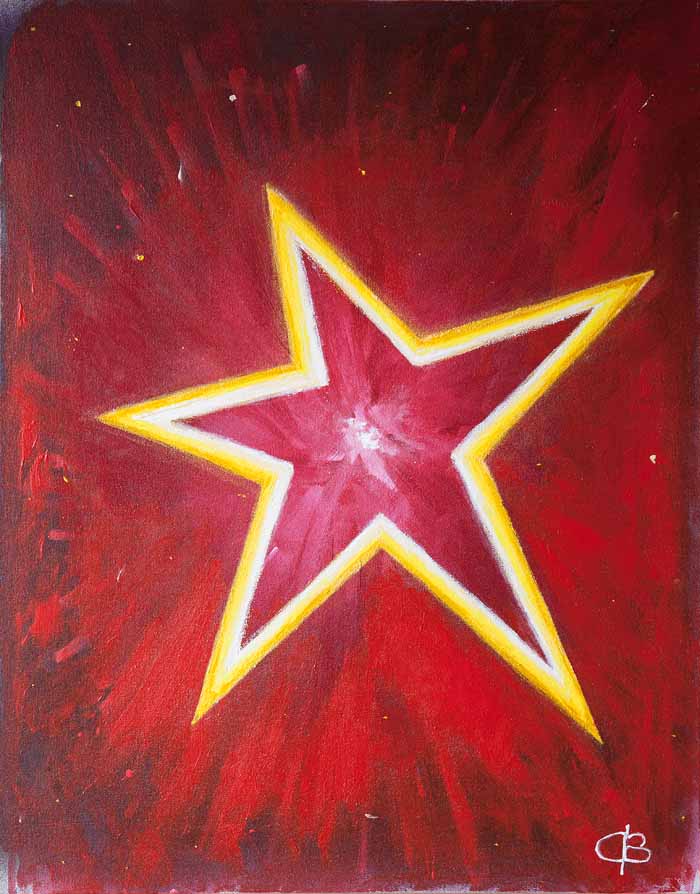 Chris Billington `Beyond the stars` Oil on canvas 60cm x 76cm signed & unframed as intended.