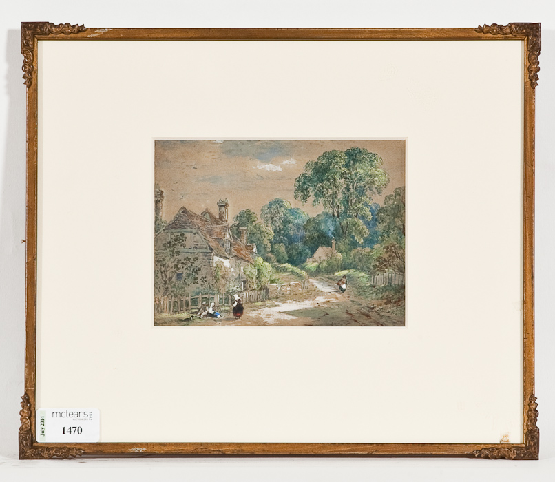 ATTRIBUTED TO HENRY PILLEAU (BRITISH 1815 - 1899), COUNTRY LANE watercolour heightened with white