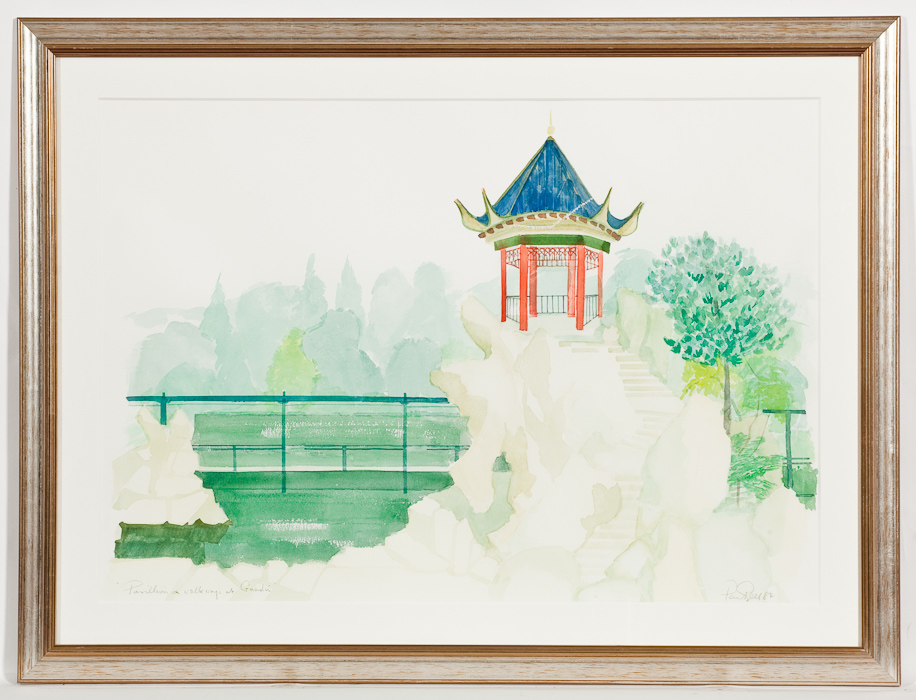 * PAUL GELL (BRITISH 1919 - 1996), PAVILION AND WALKWAYS AT GUILIN  watercolour on paper, signed,